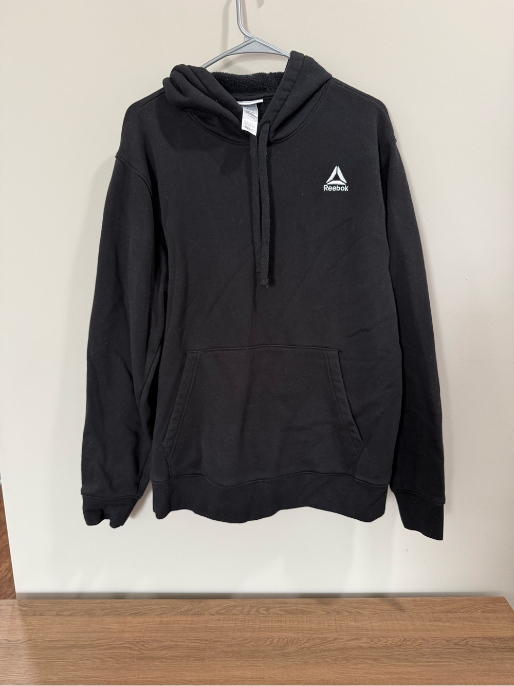 Reebok Black Pullover Hoodie with White Logo